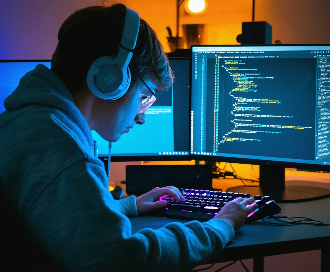 Процесс написания кода на нескольких мониторах