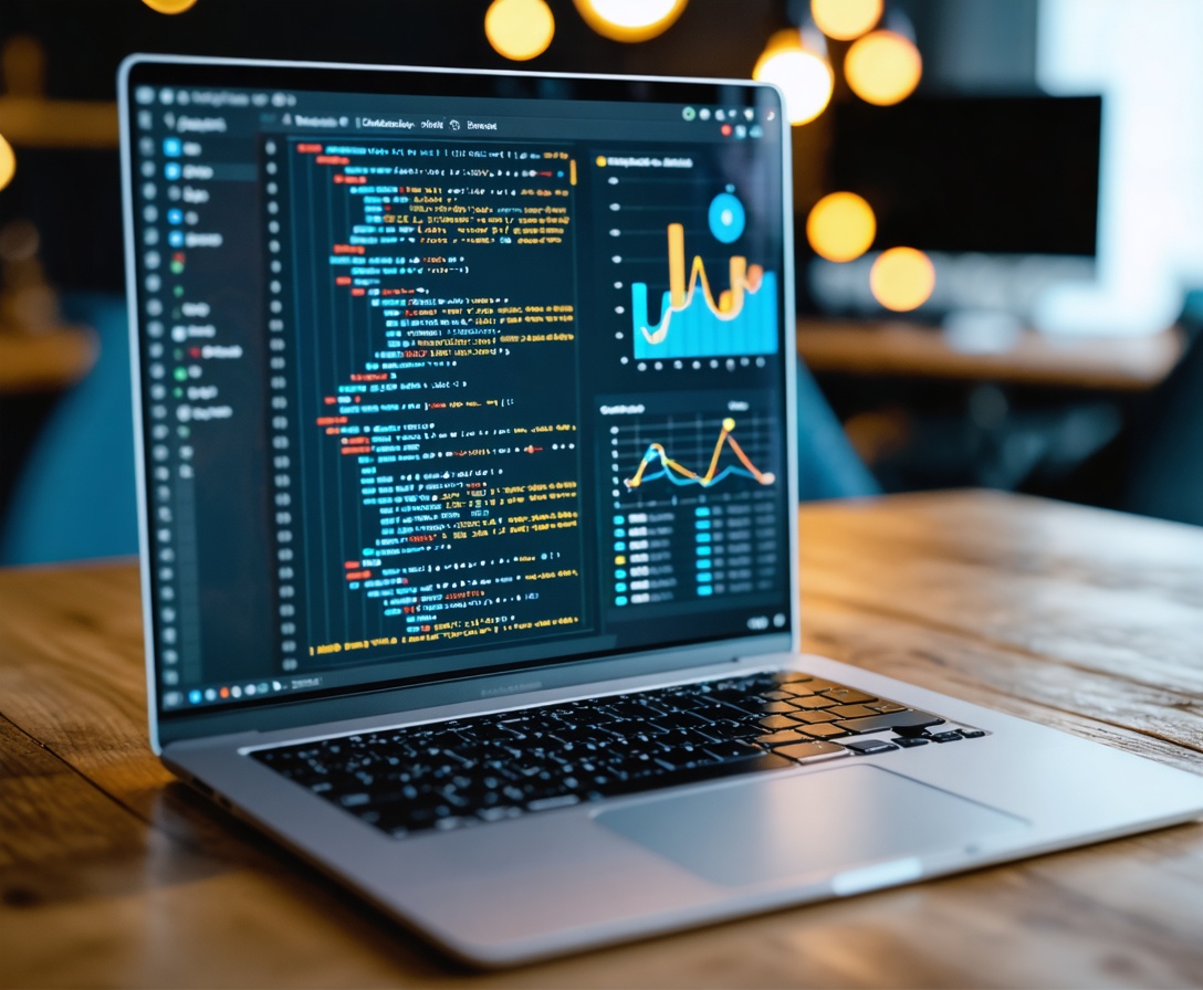 Код Python на экране монитора с визуализацией данных